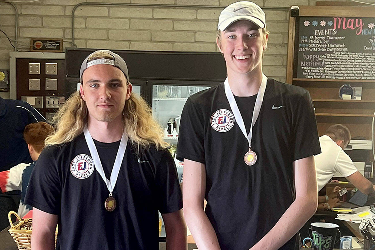 Reed Martin of Chimacum, left, and Stuart Dow of Port Townsend combined to earn fifth place in boys doubles for East Jefferson at the Class 1A State Tennis tournament last weekend in Yakima. Dow is the first Port Townsend player, and the duo the first East Jefferson team to medal at state.