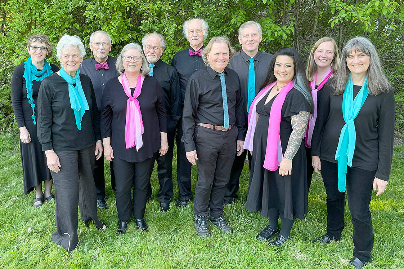 John Nowak

 The Wild Rose Chorale, an a cappella singing group based in Port Townsend since 1992, performs concerts at 7 p.m. Friday and Sunday at Grace Lutheran Church. Current personnel are (from left) JES Schumacher, Patricia Nerison, Al Thompson, Lynn Nowak, Mark Schecter, Rolf Vegdahl, Doug Rodgers, Chuck Helman, Cherry Chenruk-Geelan, Sarah Gustner-Hewitt, and Leslie Lewis.