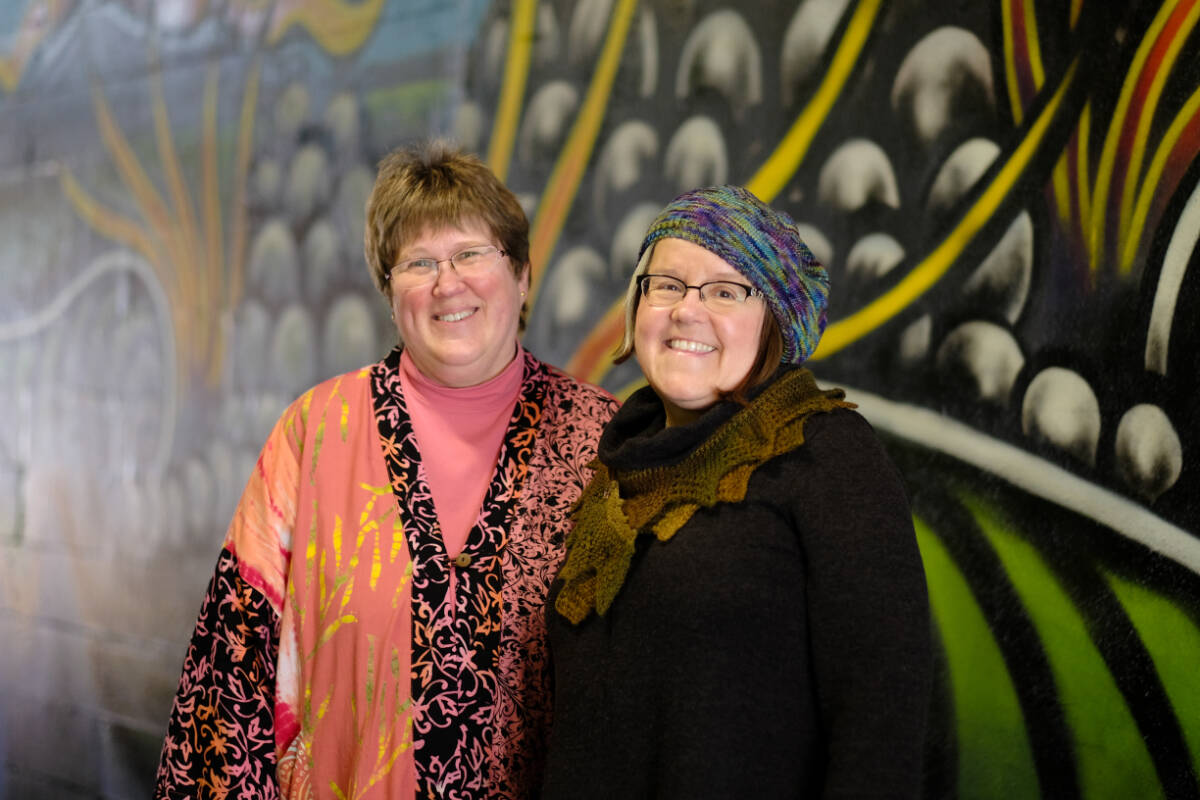 Left to right, Beth Witters  and MarySue French.  Photo courtesy of Cabled Fiber and Yarn.