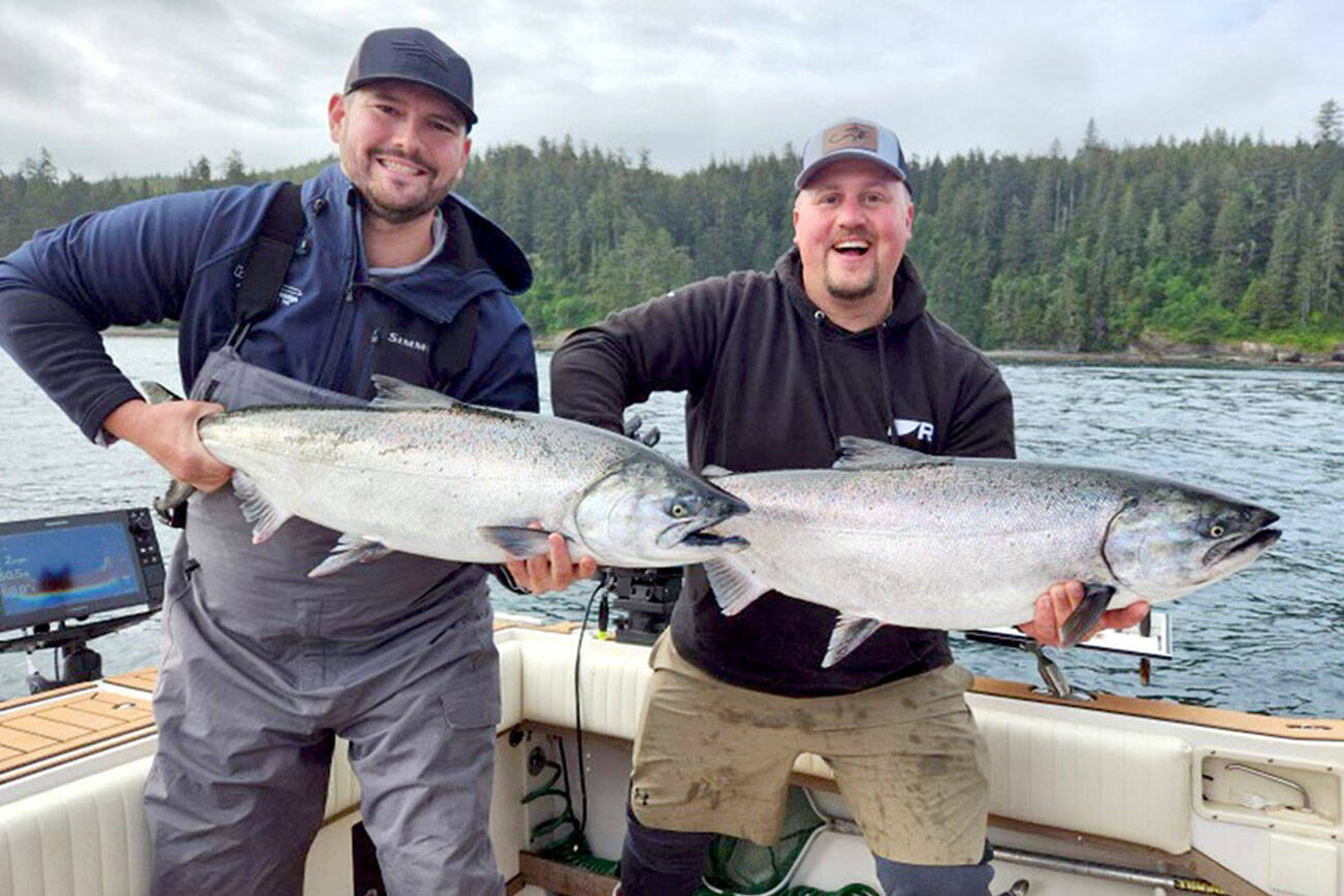 Anthony Nillson and Mike Surdyk caught these good-sized kings off Neah Bay near Mushroom Rock and Skagway in about 30 feet of water on the chinook opener last Saturday. (Mike Surdyk)