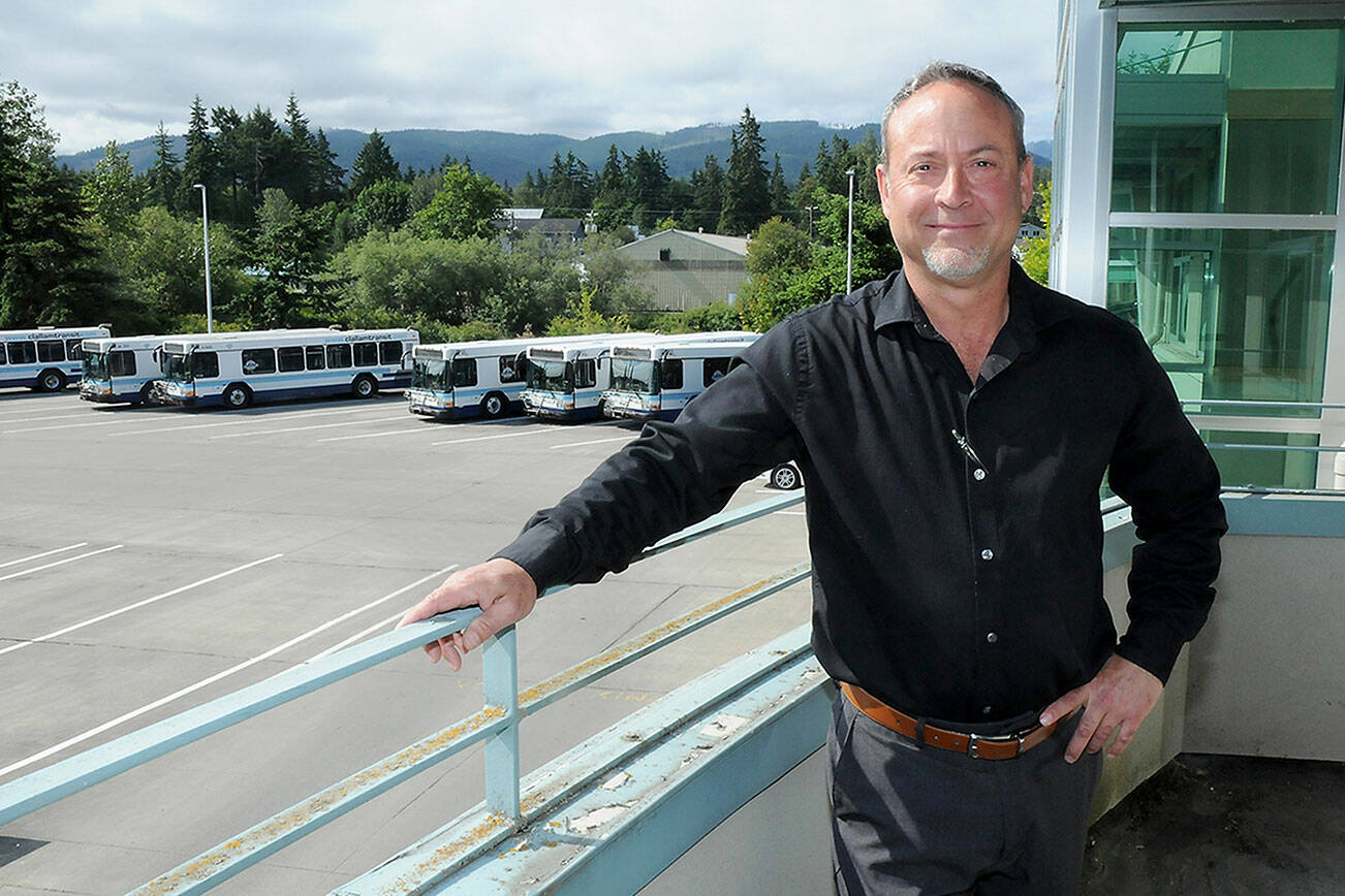 KEITH THORPE/PENINSULA DAILY NEWS
Clallam Transit General Manager Kevin Gallacci, shown on Wednesday at the Port Angeles bus yard, plans to retire at the end of June.
