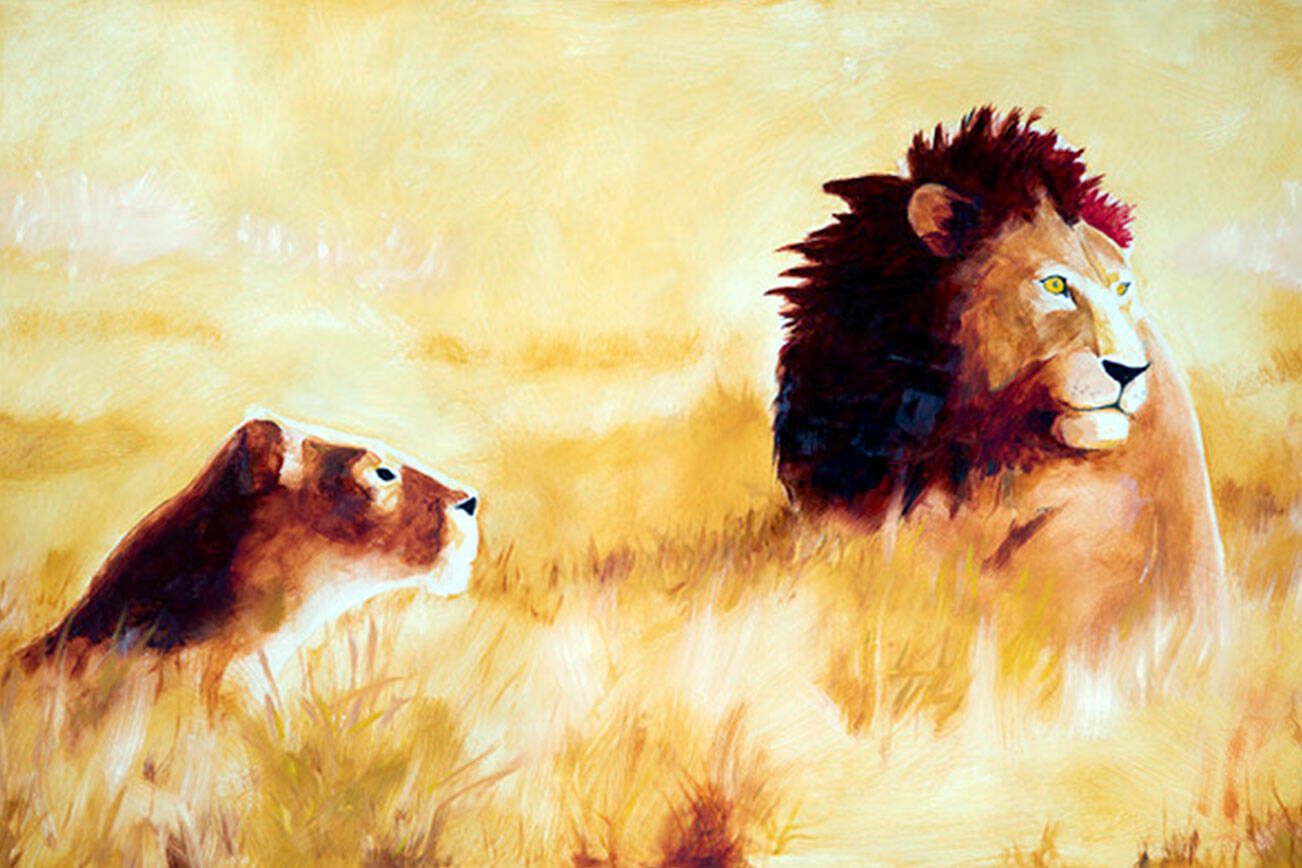 Gary Rainwater’s Lions are among the art on display at Gallery 9.