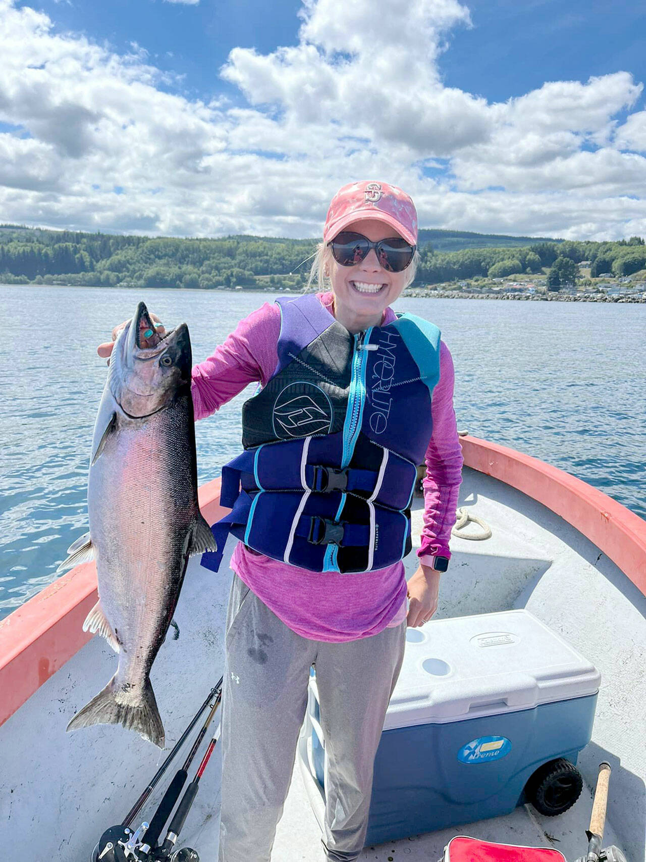 Lake Stevens’ Chelsey Schiessl reeled in her first-ever king while fishing out of Van Ripers’ Resort in Sekiu with her husband MatthewSchiessl.