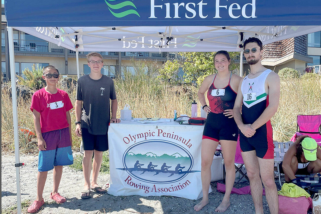 The Olympic Peninsula Rowing Association hosted their Inaugural OPRA Coastal Beach Regatta at Hollywood Beach on Sunday. 

Port Angeles rower participation included from left, Mason Mai, Low Handicap Solo; Cooper Disque, second Place, Low Handicap Solo;  Ella Shultz. fourth place Low Handicap Solo; and Harrison Fulton, third place High Handicap Solo.