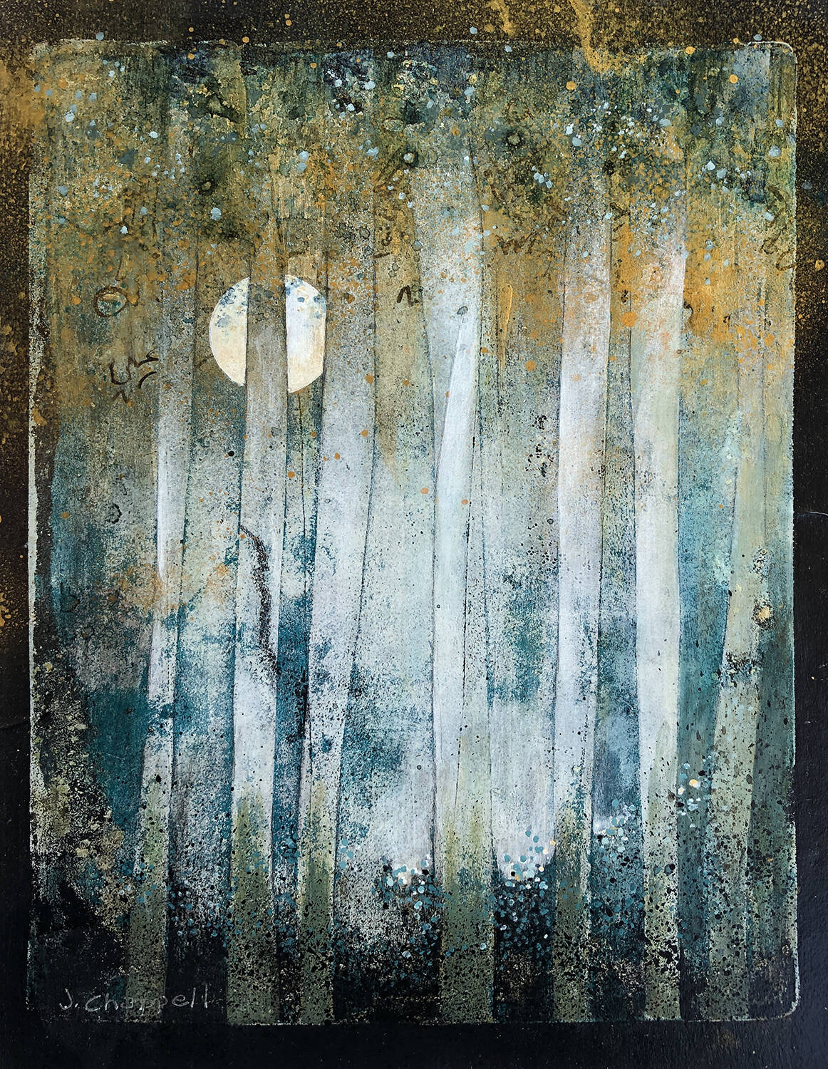 “Rise Like a Moon” by Jeannine Chappell, a featured artist at the Blue Whole Gallery’s “These Artists Do It All!” exhibit in September. (Artwork courtesy of Jeannine Chappell)