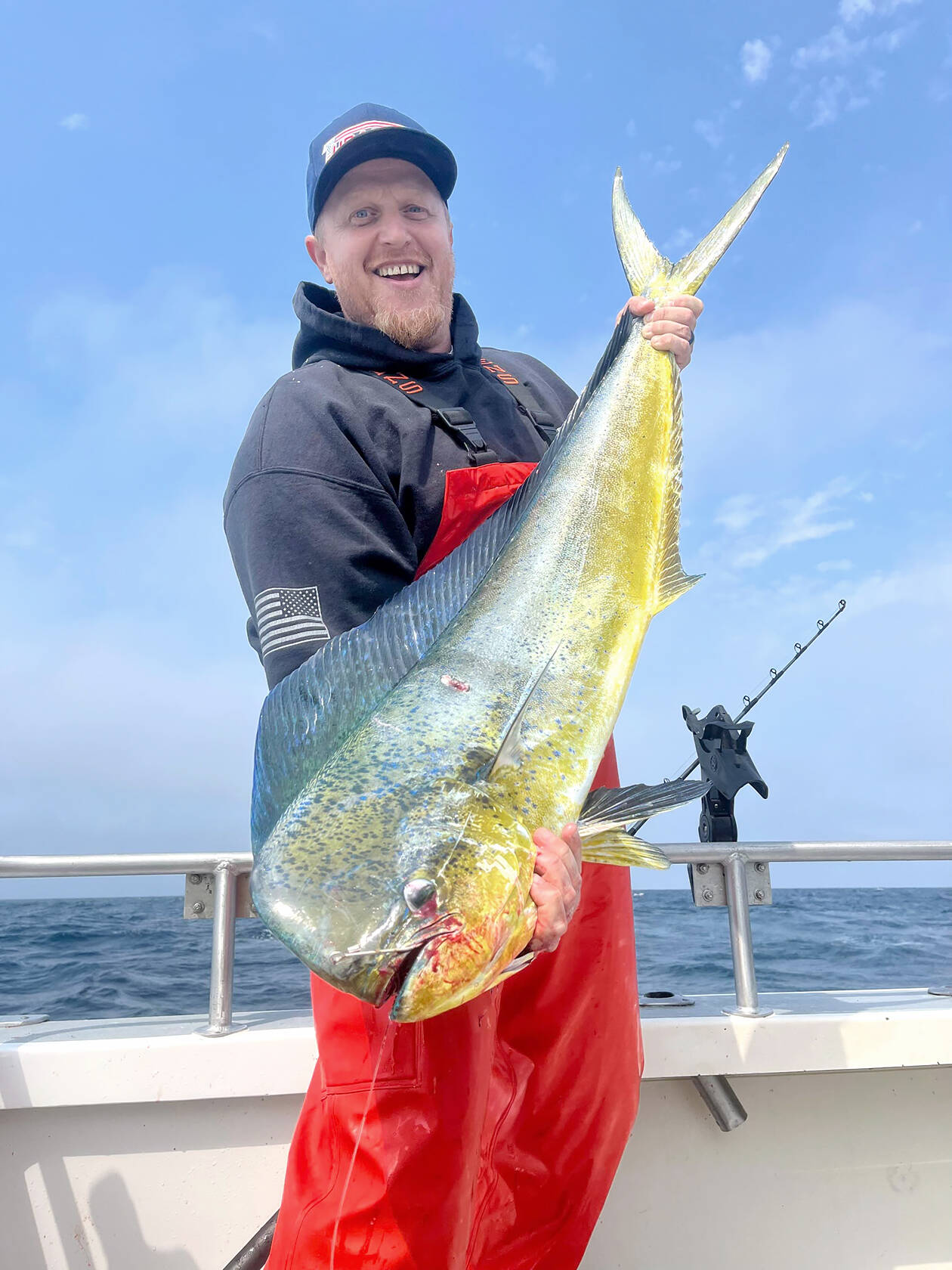 Wade La Fontaine caught this state-record 21-pound, mahi mahi or dorado while charter fishing off Westport on Aug. 25.