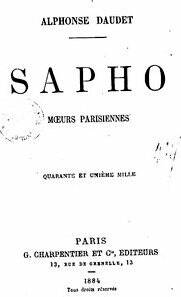 Cover from the book “Sapho” by Alphone Daudet. (PHOTO SUBMITTED BY JOHN MCNUTT)