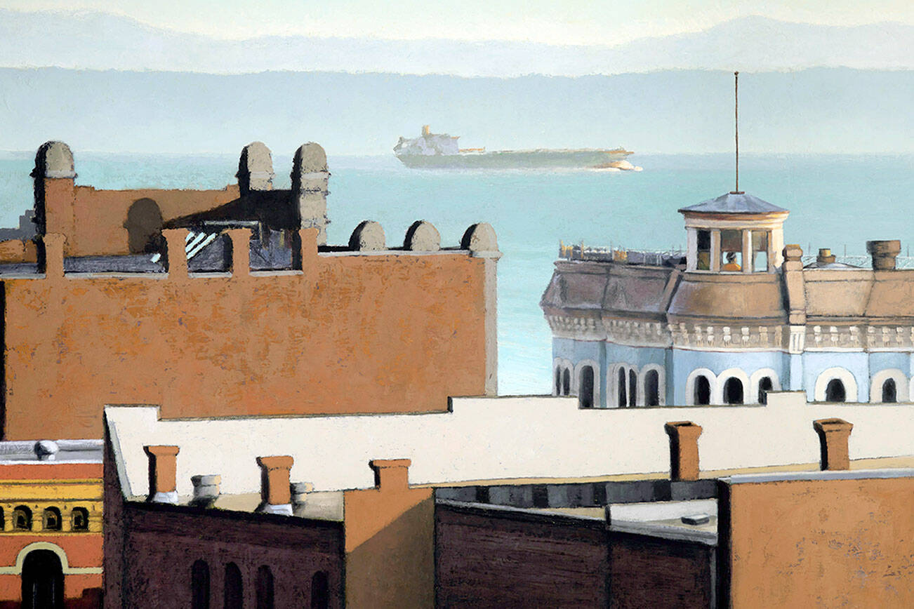 Painter Chris Witkowski's "Port Townsend Rooftops" is one of 45 new artworks installed at Jefferson Healthcare hospital. image courtesy Northwind Art