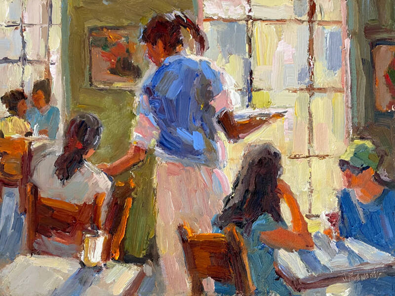 Jeanne Edwards of Port Angeles’ “Geraldine’s” is part of the Artist Showcase exhibition at Port Townsend’s Jeanette Best Gallery. The Showcase program has been updated to accommodate more artists in 2024. (Northwind Art)