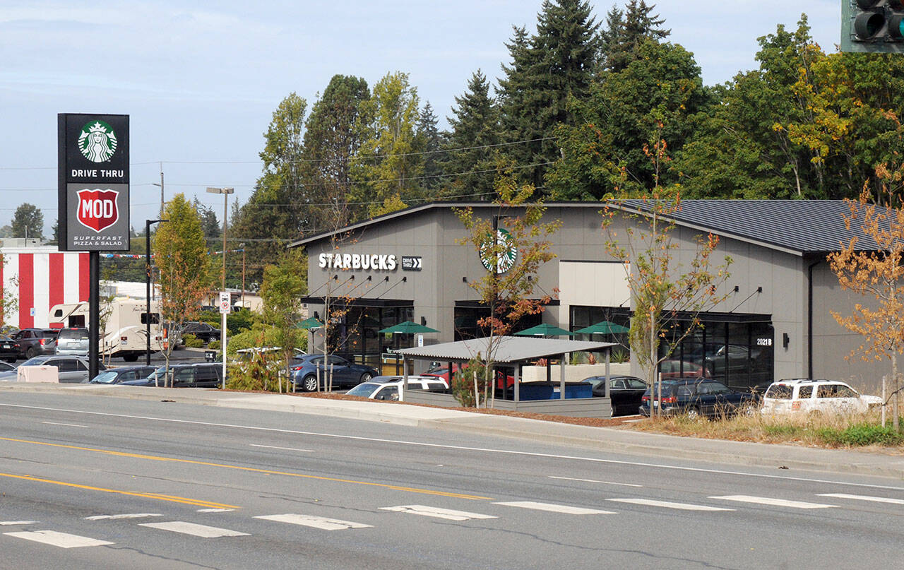 The MOD Pizza planned next to the recently opened Starbucks at South Del Guzzi Drive and East Front Street won’t be open until 2024, according to the property owner. (Keith Thorpe/Peninsula Daily News)