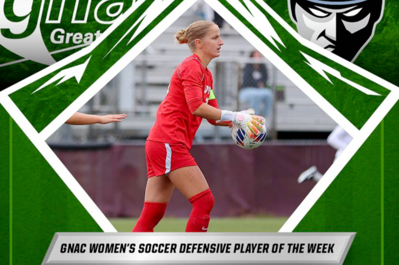 Claire Henninger of Sequim was named the Great Northwest Athletic Conference Player of the Week for last week. Henninger, a goalkeeper, now plays for Western Washington University and helped the Vikings with the NCAA Div. II national championship last year.
