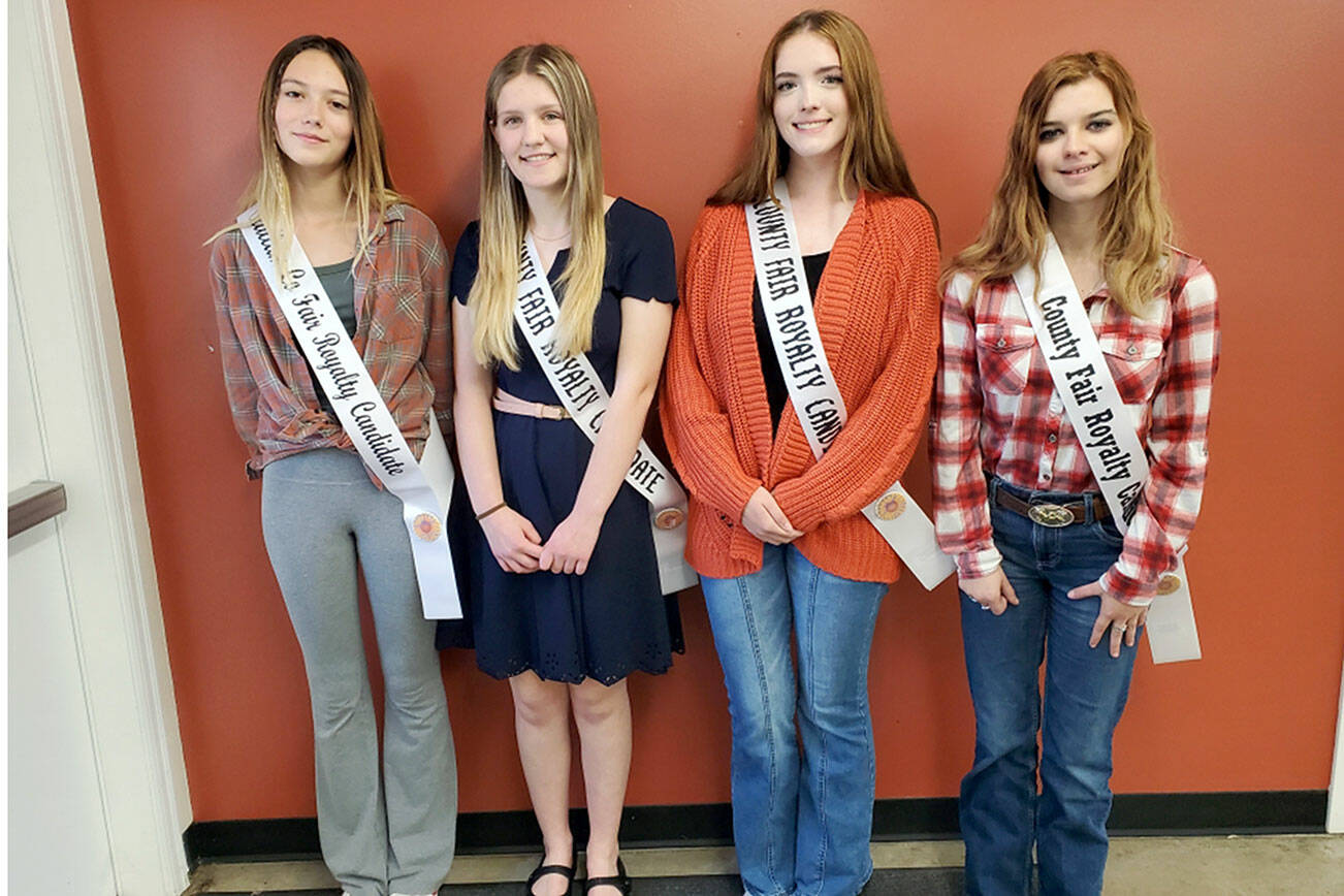 Clallam County Fair royality candidates are, from left, Kaylyn Baerg, Brooklyn McKnight, Aliya Gillett and Olivia Ostlund.