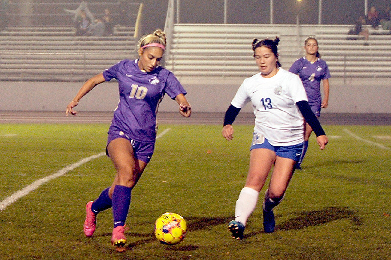 Michael Dashiell/Olympic Peninsula News Group
Sequim senior captain Jenny Gomez has increased her goal scoring this season, part of the reason the Wolves are headed to the Class 2A state tournament.