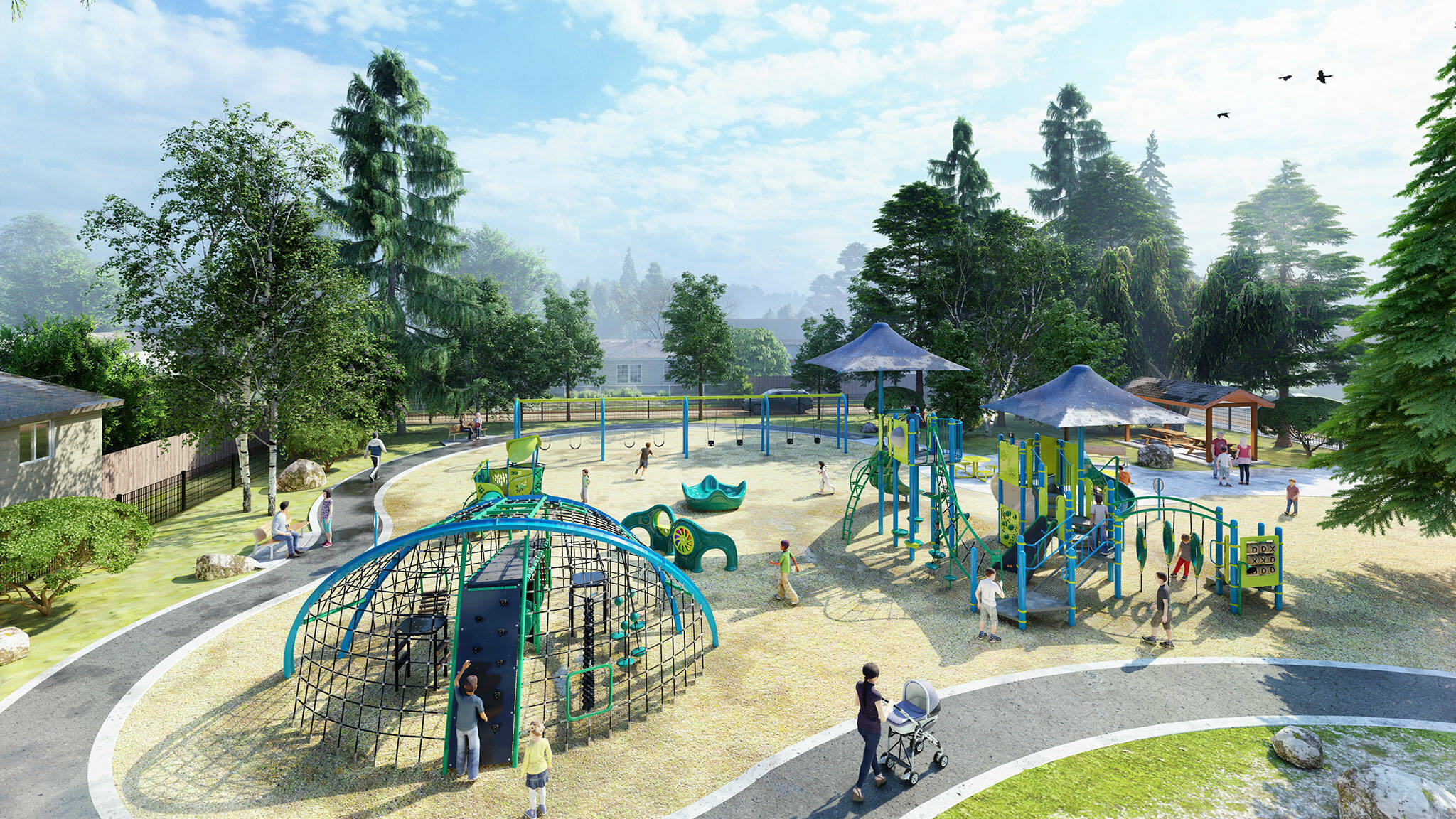 City of Sequim
A possible redesign for new playground equipment in Margaret Kirner Park could incorporate more ladders and slides called “Chutes and Ladders.” Voters in a community survey preferred this option for the park.