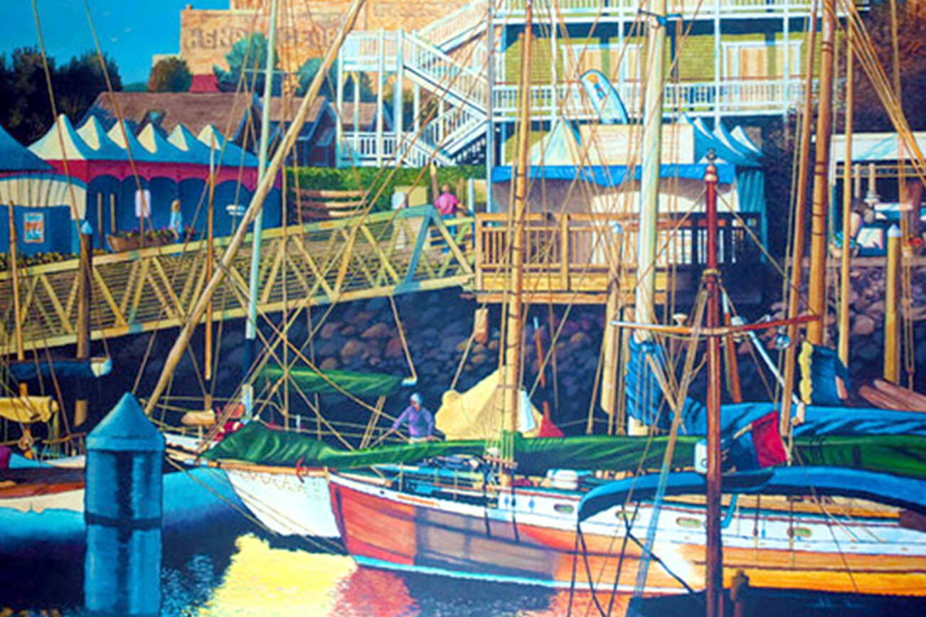 Michael Hale’s acrylics of Port Townsend buildings and boats are on view at Gallery-9.