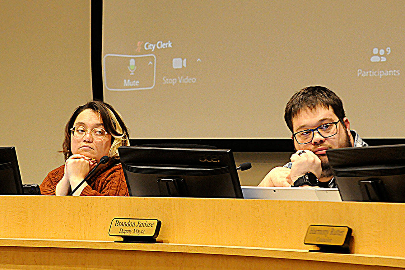 Sequim City Council members Rachel Anderson and Brandon Janisse were voted in by fellow council members to serve as deputy mayor and mayor through the end of 2025. (Matthew Nash/Olympic Peninsula News Group)
