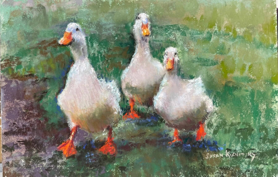 Artwork courtesy of Susan Kuznitsky
“Get Your Ducks” in a Row” by Susan Kuznitsky, a featured artist at La Petite Maison Blanche during the Feb. 2 First Friday Art Walk Sequim.