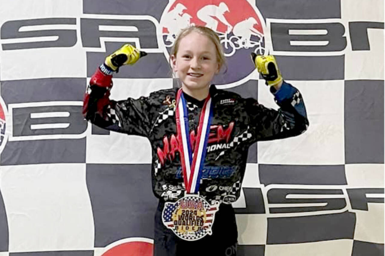 Teyah Elofson-Cross, 11, of Port Angeles qualified for the UCI World BMX Championship in the 24-inch challenger class in Lexington, Va., this weekend. (Courtesy photo)
