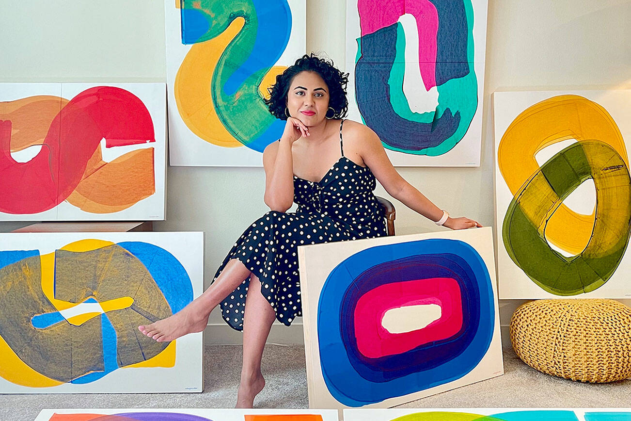Painter Neha Panicker is one of five women artists in A Warm Embrace, the exhibition opening Saturday, March 2, at Northwind Art's Jeanette Best Gallery in downtown Port Townsend. photo courtesy of Neha Panicker