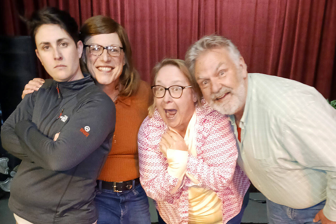 From left to right, Shaina Lent, Cat White, Marva Holmes and Mark Valentine along Sarah Tucker, who is not pictured, make up the Improv Without A Net Troupe.