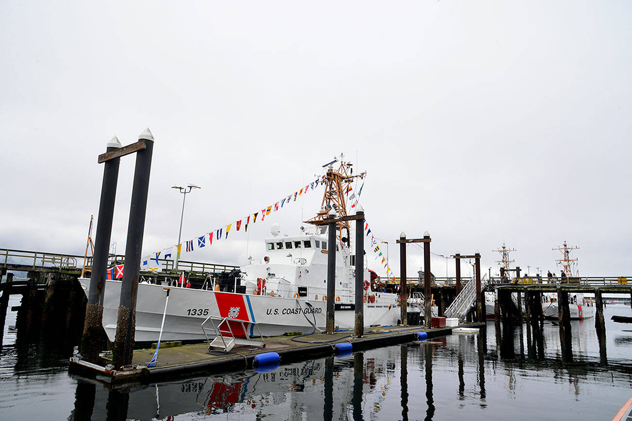 The U.S. Coast Guard cutter Anacapa is being decommissioned after 34 years of service, the last of which had the ship homeported in Port Angeles. A ceremony Friday bid farewell to the vessel, which will make its final journey to the Coast Guard Yard in Baltimore, Maryland in the coming weeks. (Peter Segall / Peninsula Daily News)