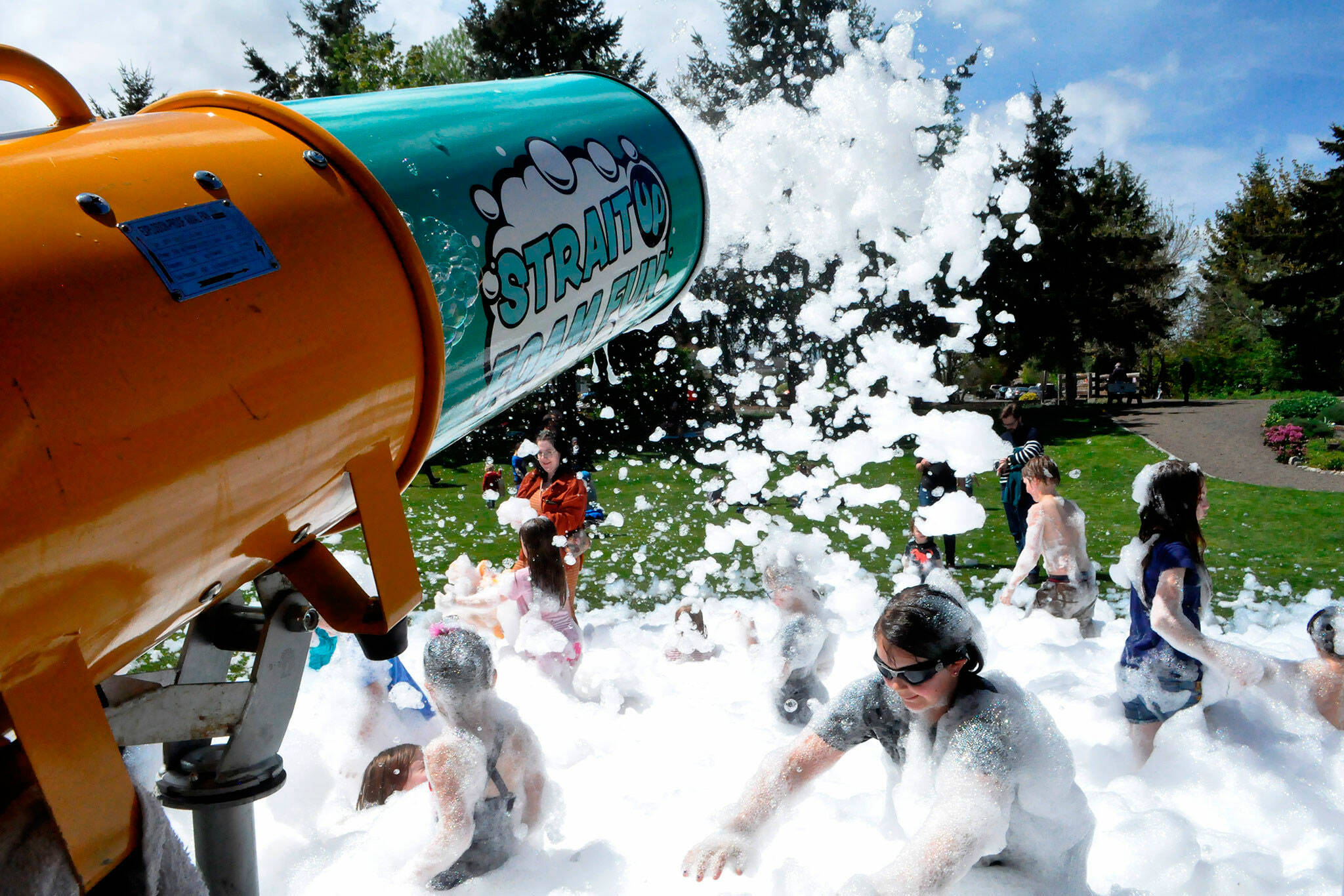 Matthew Nash/Olympic Peninsula News Group
Strait Up Foam Fun, seen in 2023, returns to Carrie Blake Community Park on Sunday for Family Fun Days so children can play in the eco-friendly, biodegradable foam.
