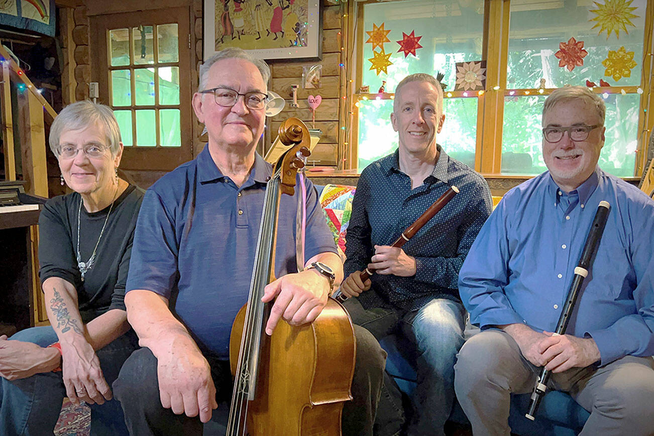Schola Galante members, from left, Dahti Blanchard, Lee Inman, Miguel Rodé and Douglass Hjelm, will perform “Return to Potsdam” at the Quimper Grange on Saturday.