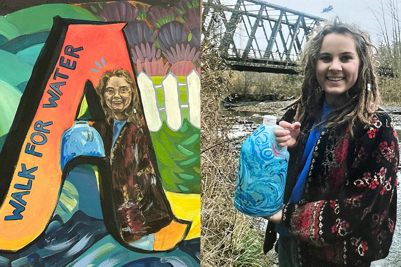 A new mural at Sequim High School honors 2020 graduate Alissa Lofstrom, who started the mural in 2019 but had to stop due to COVID-19 shutdowns. She died in 2021, but past and current students finished her mural for the Interact Club. (Chelsea Reichner)