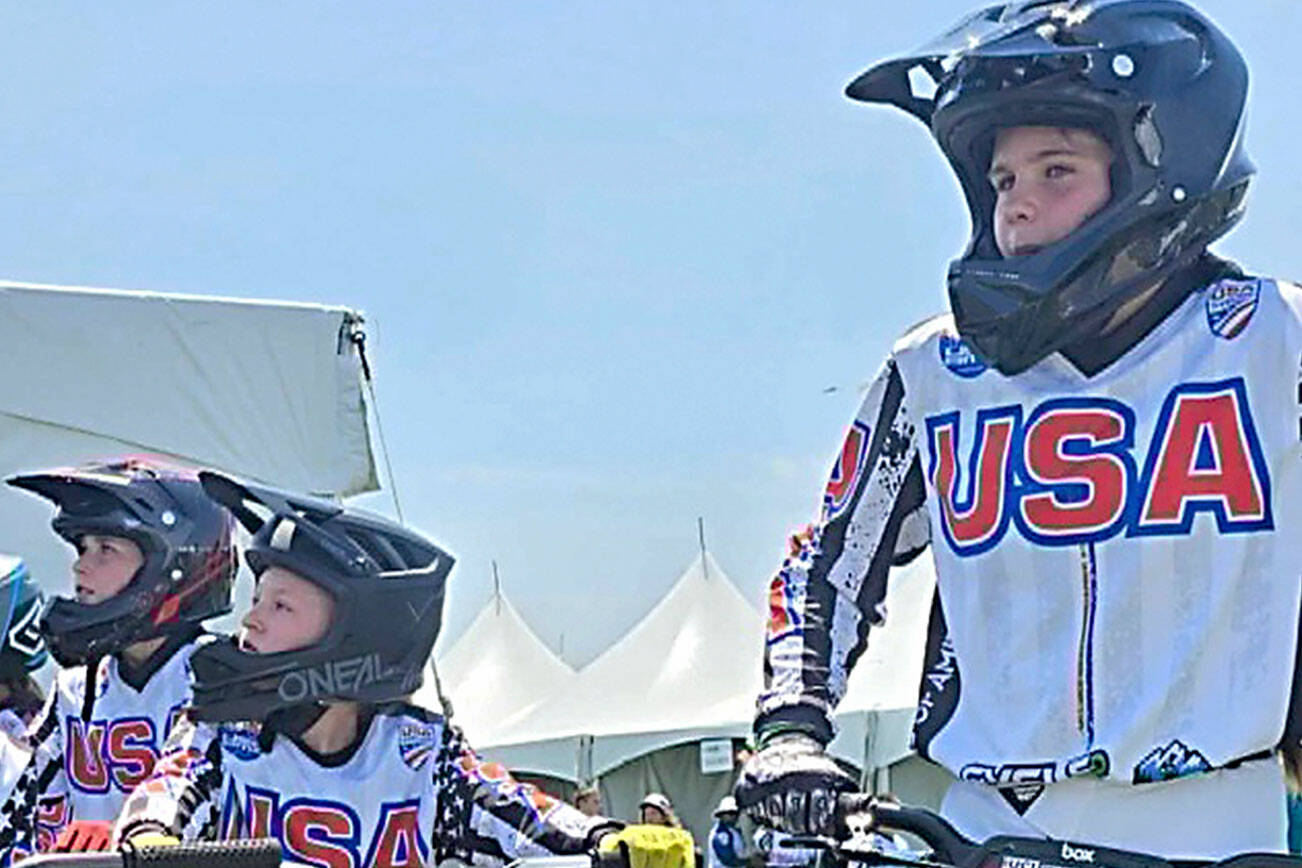 Lincoln Park BMX
Port Angeles' Teyah Elofson-Cross, left, and Kylin Weitz represented Lincoln Park BMX and Team USA while competing at the UCI BMX Racing World Championships in Rock Hill, S.C. earlier this week. Kingston's Wyatt Christensen also trains at Lincoln Park BMX and won a world championship at the event.