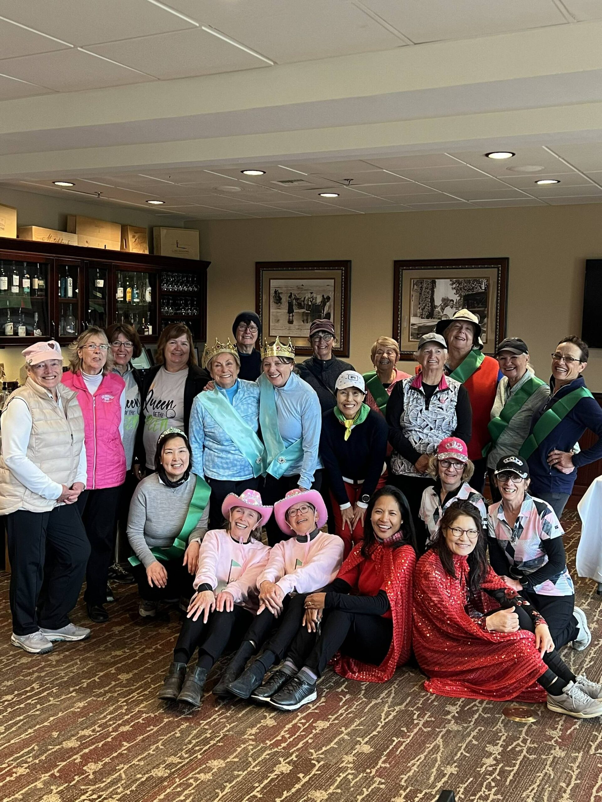 The Cedars at Dungeness Women’s 18-hole golf group held their annual Member/Member Golf Tournament on Tuesday with 20 players braving the elements while playing a game of Queen’s of the Green. The pairings of Mimi Shin and Jane Peoples and Lori Wyngaert and Lori Oaks tied for the top spot while Lisa Chon and Carin Bunney were second and Bobbie Piety and Yoon Park third. Marlene Hirschfeld and Judy Reno won Best Costume.