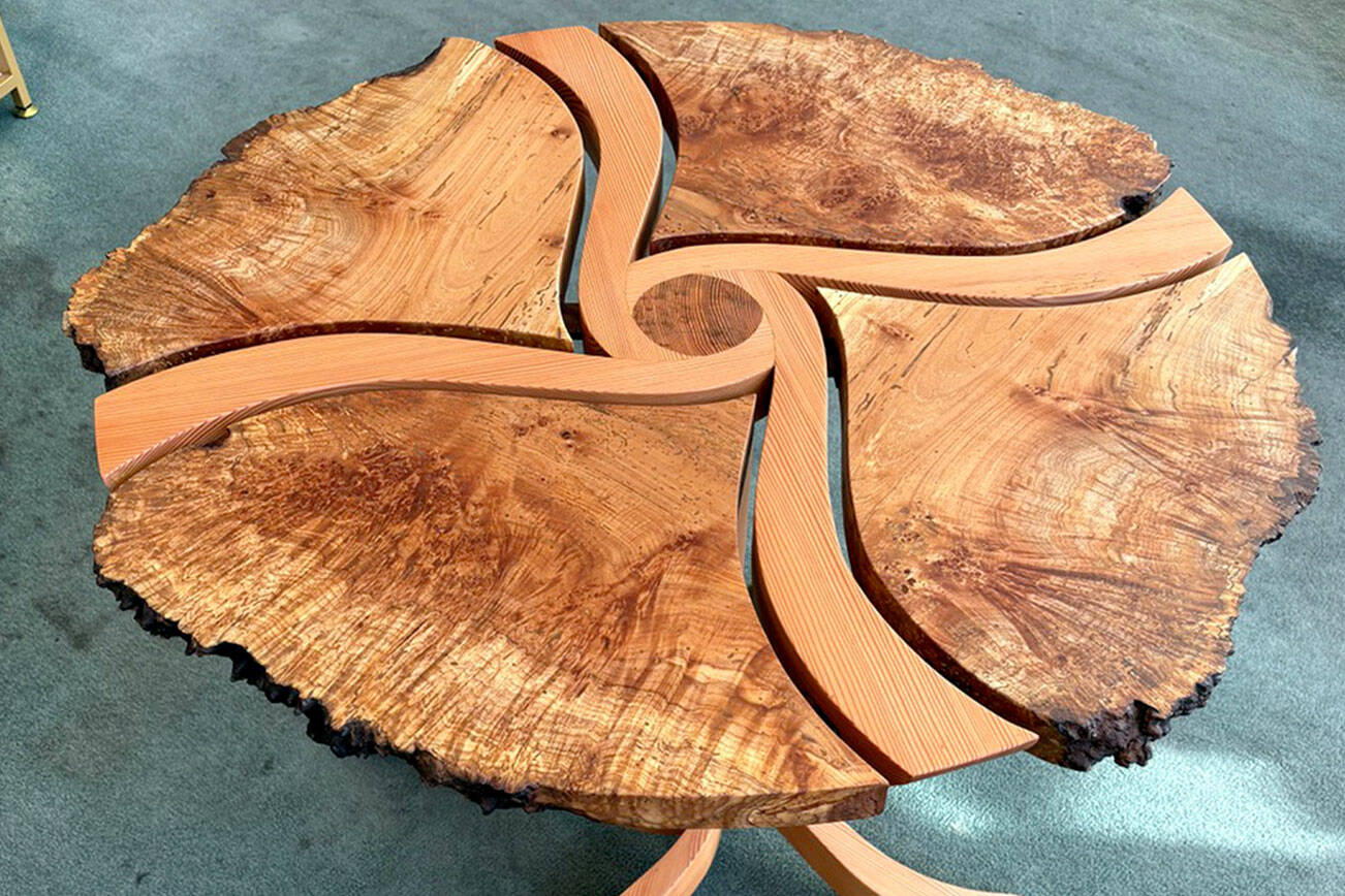 Work like this table from woodworker Robin McKann will be on display at Gallery-9 during the Art Walk on Saturday.