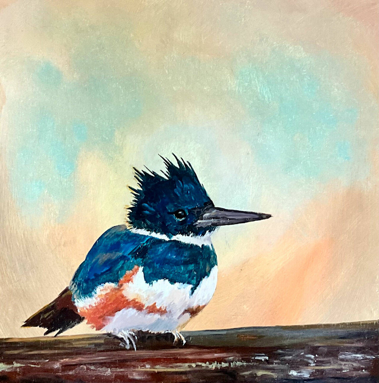 Shelley Browns Kingfisher will be on exhibit at the Port Ludlow Art League throughout August.