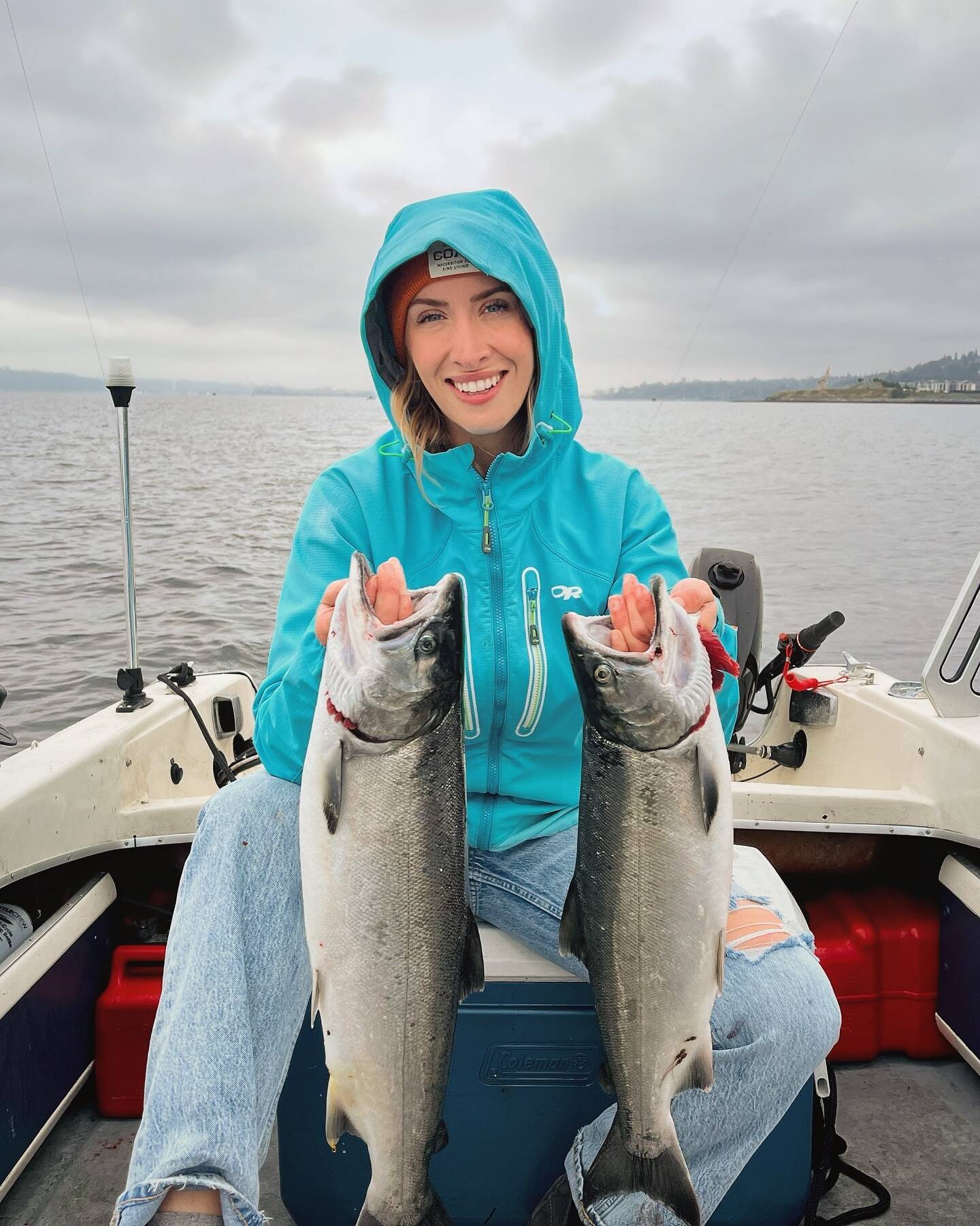 Jenna Downing was all smiles after landing a pair of king salmon while fishing out of Neah Bay over the weekend.