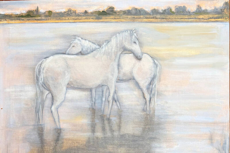 Port Townsend artist Elisabeth Mention’s “Camargue Horses” is among the new artworks at Jefferson Healthcare hospital.