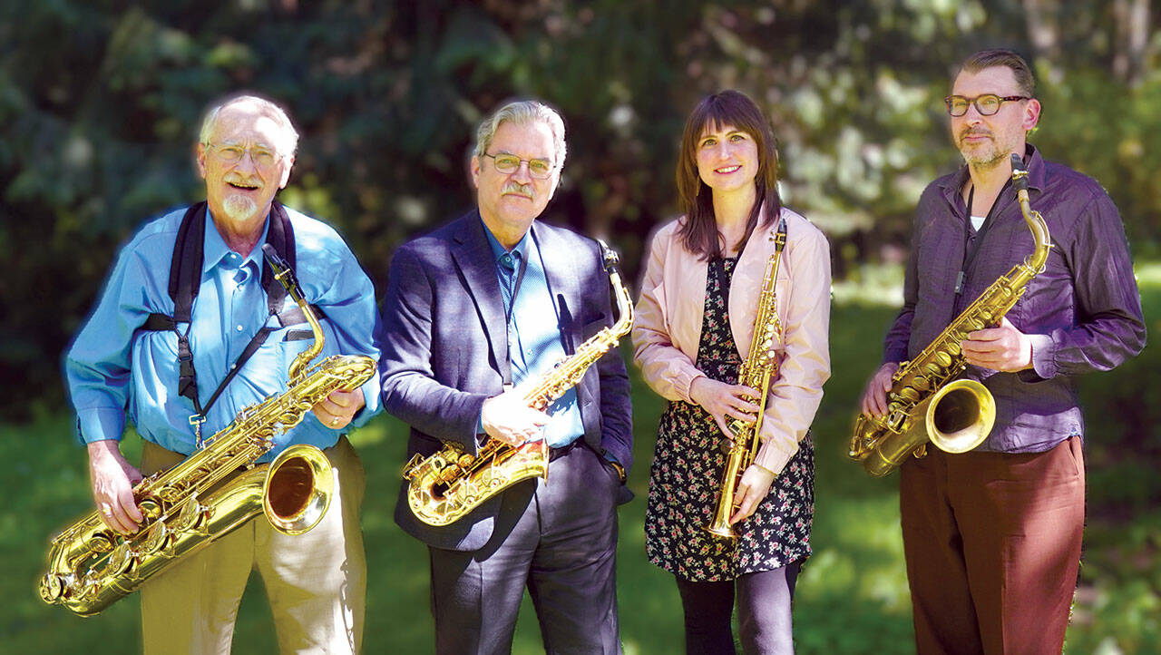 From left to right, Al Thompson, Vincent Oneppo, Stephanie M. Neumann and Jonathan Doyle will perform two pieces for saxophone quartets during a chamber music concert on Saturday. (Doug Rodgers)