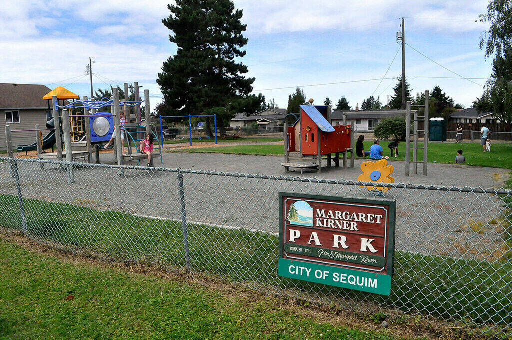 Improved play equipment, parking and walking paths at Margaret Kirner Park are proposed in Sequim’s 2026 budget along with expanded water and sewer infrastructure along portions of West Sequim Bay Road, traffic and pedestrian signal improvements and millions of dollars in other projects. (Matthew Nash/Olympic Peninsula News Group)