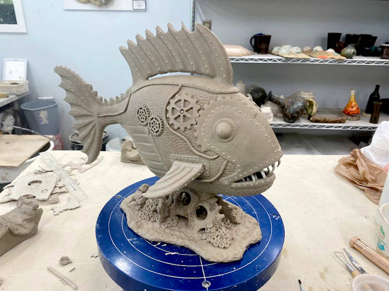 Fangs of the Deep, a ceramic piece by Mike Middlestead, will be part of the Nature vs. Machine exhibit at Blue Whole Gallery during Fridays Art Walk in Sequim.