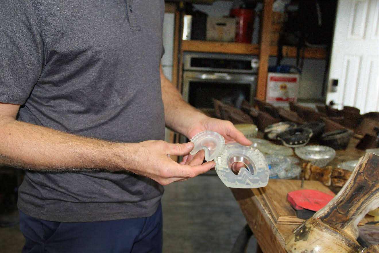 Karen Griffiths
Chris Niclas played a key role in designing the EasyCare Versa Grips Shoe Plug. It attaches to the center of Versa Grip horseshoes to prevent snow, ice and mud from building up under the hoof.