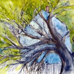 This artwork by Mary Franchini, titled &ldquo;Blue House,&rdquo; will be on display this evening during Sequim Art Walk at Blue Whole Gallery, 129 W. Washington St. (Mary Franchini)