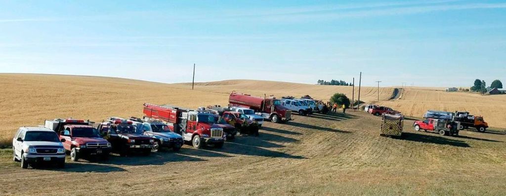 A strike team of engines prepares for its work assignment Thursday morning on the Yale Fire. (Steve Bentley/Clallam County Fire District No. 2)