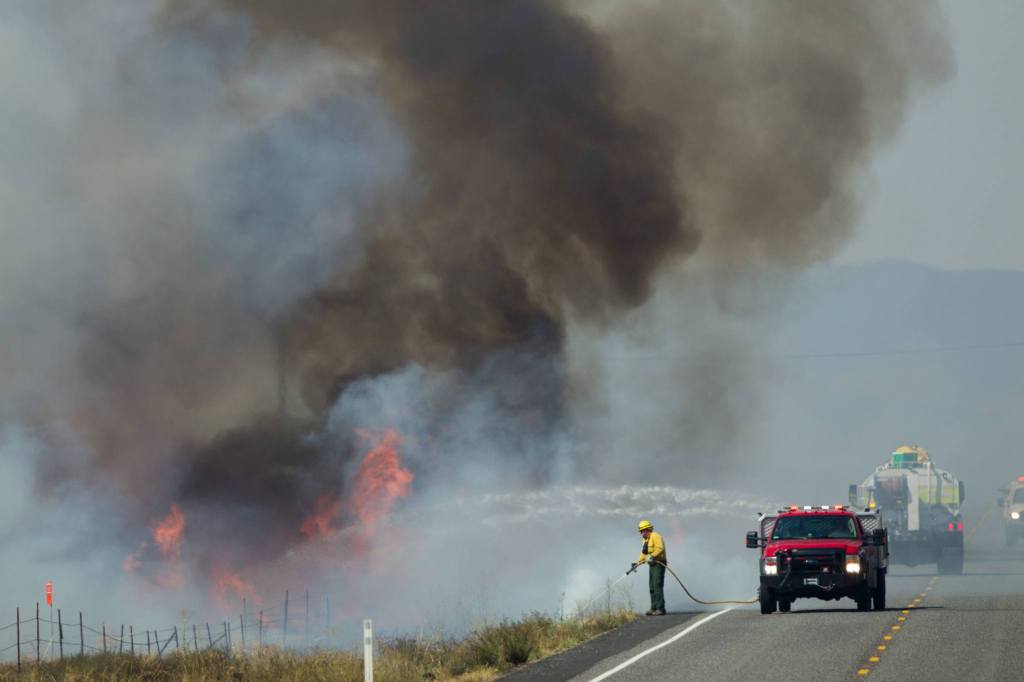 Wildfire crosses county line, burns toward Hanford nuclear reservation