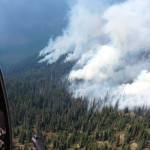 The Godkin fire sends up smoke as seen from a recon flight Sunday. (National Park Service)