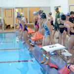 Sequim High School&rsquo;s girls swim team begins practices at the Sequim YMCA earlier this week. (Matthew Nash/Olympic Peninsula News Group)