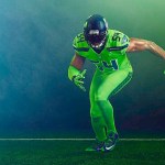 Seattle Seahawks Linebacker Bobby Wagner depicted in the Seahawks&rsquo; &ldquo;Action Green&rdquo; uniforms the team will wear for their Dec. 15 home game against the Los Angeles Rams. The threads are part of the NFL&rsquo;s &ldquo;Color Rush&rdquo; series for home teams on its featured, Thursday-night games.
