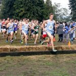 Dave Logan/for Peninsula Daily News Interlake&rsquo;s Dante Paszkeicz leads the way at the start of the Salt Creek Invitational cross country meet at Salt Creek Recreation Area.