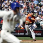 Houston Astros&rsquo; Yulieski Gurriel, right, throws to first base after fielding a ground ball by Seattle Mariners&rsquo; Shawn O&rsquo;Malley, left, in the second inning of a baseball game Sunday, Sept. 18, 2016, in Seattle. Gurriel made the throw in time for the out. (AP Photo/Elaine Thompson)