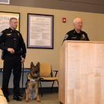 Sequim Police Chief Bill Dickinson said costs for Sequim&rsquo;s K-9 officer Chase have been paid for by the community. He&rsquo;s worked with Sgt. Mike Hill since 2008 and together they&rsquo;ve worked on at least 200 arrests. &ldquo;Chase has been the city&rsquo;s dog,&rdquo; Dickinson said. &ldquo;He&rsquo;s everybody&rsquo;s dog.&rdquo; (Matthew Nash/Olympic Peninsula News Group)