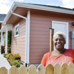 Matthew Nash/Olympic Peninsula News Group                                Eula Cook stands outside her new home in Port Angeles&rsquo; Maloney Heights Subdivision. After almost nine years in Sequim, she received assistance through Habitat for Humanity of Clallam County to purchase her own home.