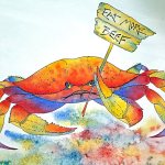 This untitled painting, sporting a CrabFest theme, will be on display at Heatherton Gallery, located inside The Landing mall at 115 E. Railroad Ave., from 10:30 a.m. to 6 p.m. Saturday during a fundraiser to benefit the Peninsula Friends of Animals. &mdash; Heatherton Gallery.