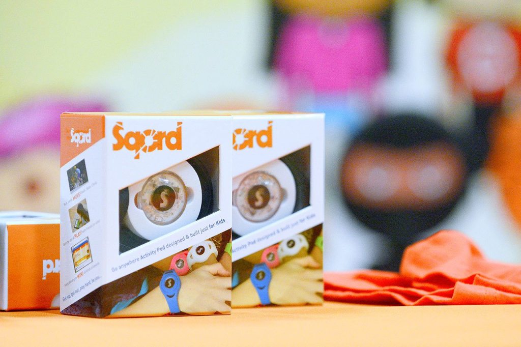 The more than 350 fifth-grade students in Port Angeles School District were given Sqord devices, similar to Fitbit, to help track and encourage physical activity. (Jesse Major / Peninsula Daily News)